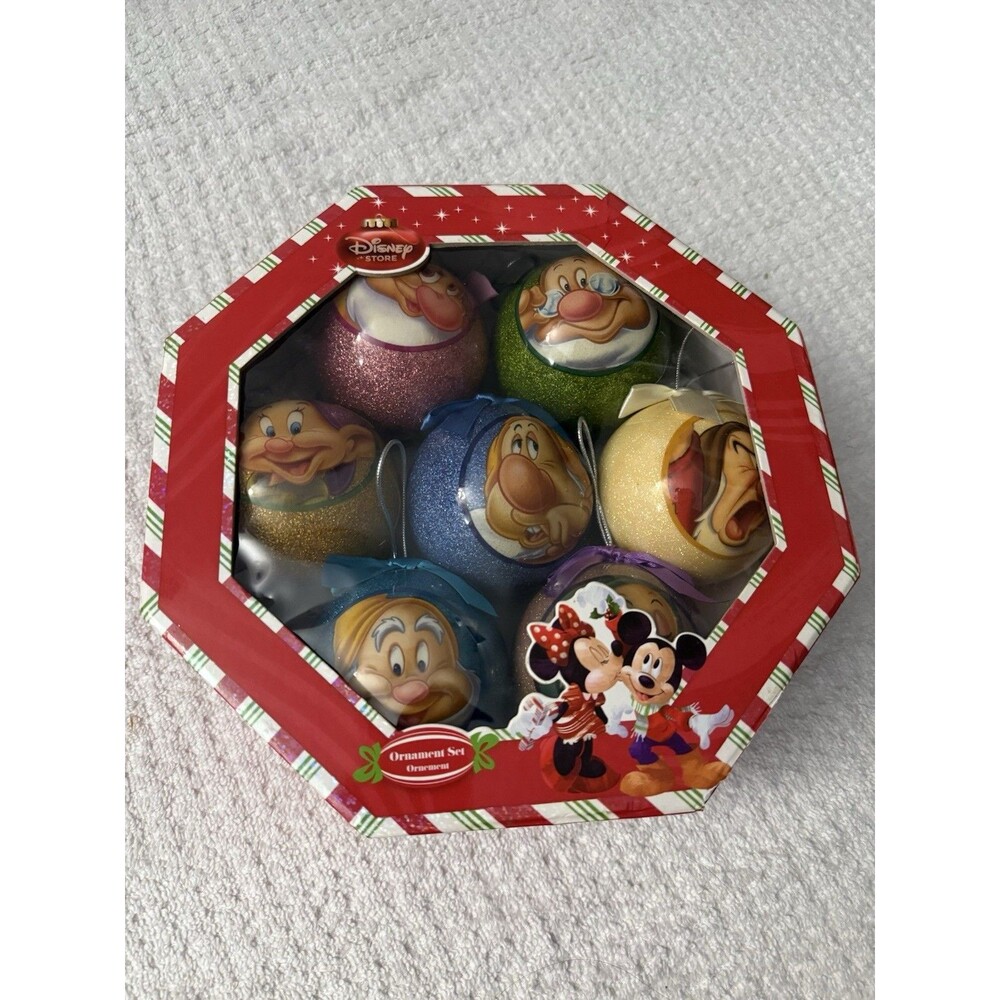 The Disney Store Ornament Ball Complete Set Seven Dwarfs Snow White RARE Vintage